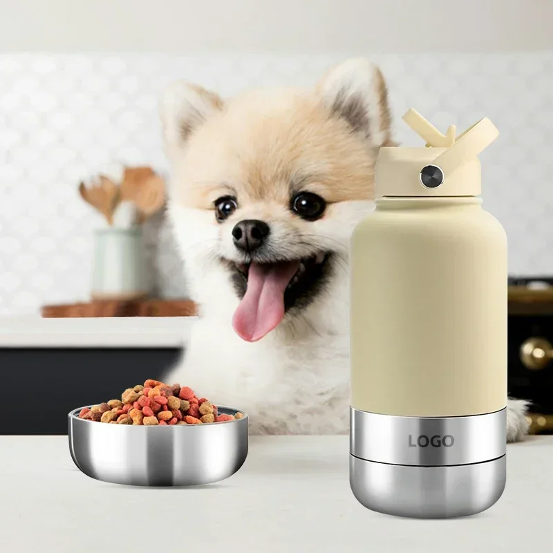 Insulated Stainless Steel Pet Feeder 1000ml Outdoor Travel Portable Water Bottle for Dogs