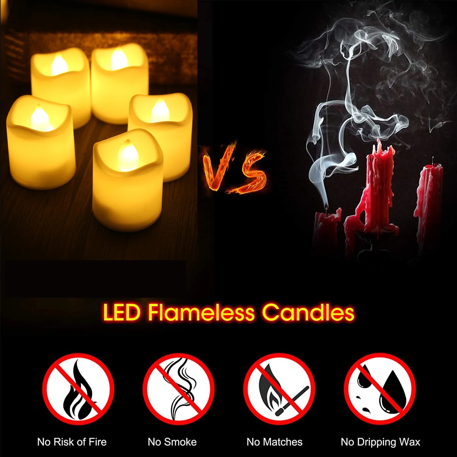 12/24Pcs Flameless LED Tea Lights Candles 100+ Hours Battery-Powered Tealight Candle for Party Wedding Birthday Home Decoration