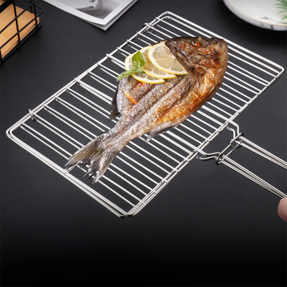 

Stainless Steel Rack Fish Basket Beef Mesh Picnic BBQ Camping Thickened Roasting Stainless Grill Rack Kitchen Bar Supplies