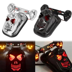 Universal Skull Rear Brake Tail Light Signal Motorcycle Parts Stop Lamp Taillight Cafe Racer Old School Bobber Chopper