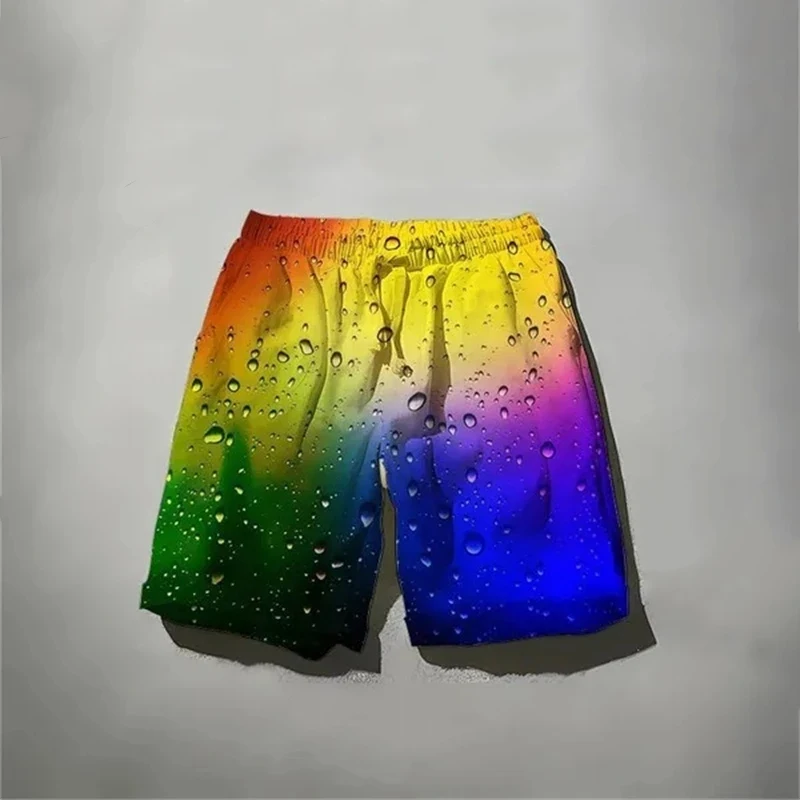 Summer Gradient 3D Print Board Shorts Men's Streetwear Oversized Surfing Beach Sport Pants Hip-hop Swimsuits Trunks Man Clothing