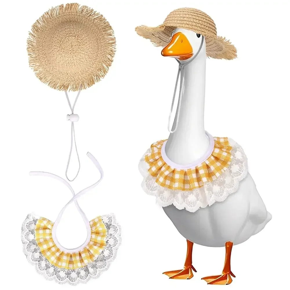 

Костюм для гуся в пасторальном стиле, летний и осенний наряд для гуся с шапкой и нагрудником, одежда для домашних животных (кошек и собак) в деревенском стиле