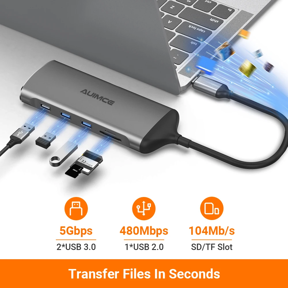 USB C Docking Station Triple Displays with 2*4K@30Hz HDMI+VGA,3*USB-A,USB-C PD 100W,Gigabit Ethernet,SD/TF