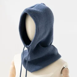 Gorro con capucha para mujer y niña, bufanda de doble propósito, Jersey de punto grueso y cálido, moda de invierno, novedad