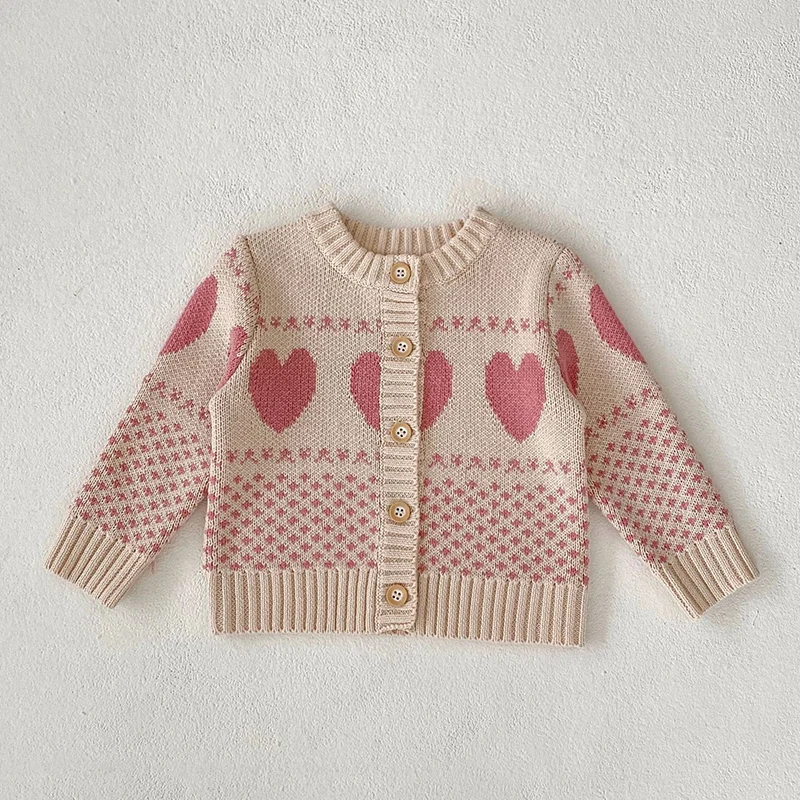 2024 New Autumn Children Knitted Clothes Suit Long Sleeved Knitted Cardigan+Jumpsuit Infant Baby Girls Knitted Clothing Set