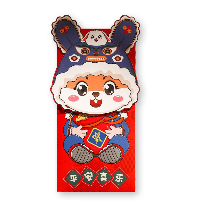 4 Pcs Chinese New Year Red Envelopes, Red Pocket Envelopes Hong Bao Gift Money Envelopes for 2023 Rabbit Year Spring Festival