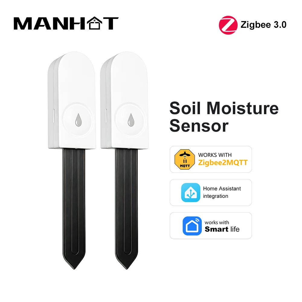 Zigbee 3.0 Soil Moisture Sensor Temperature and Humidity Thermohygrometer Garden Automation Irrigation Detector Alexa Google