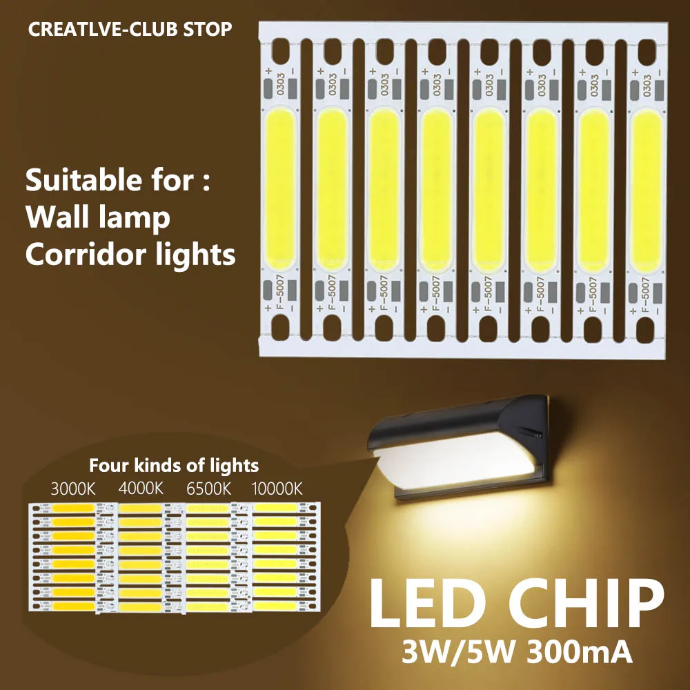 Imagem -06 - Cob Led Chip de Luz Branco Quente Vermelho Verde Azul Amarelo Led Cob Barra para Lanterna Lâmpadas de Parede Luzes Tubo Diy Peças 3w