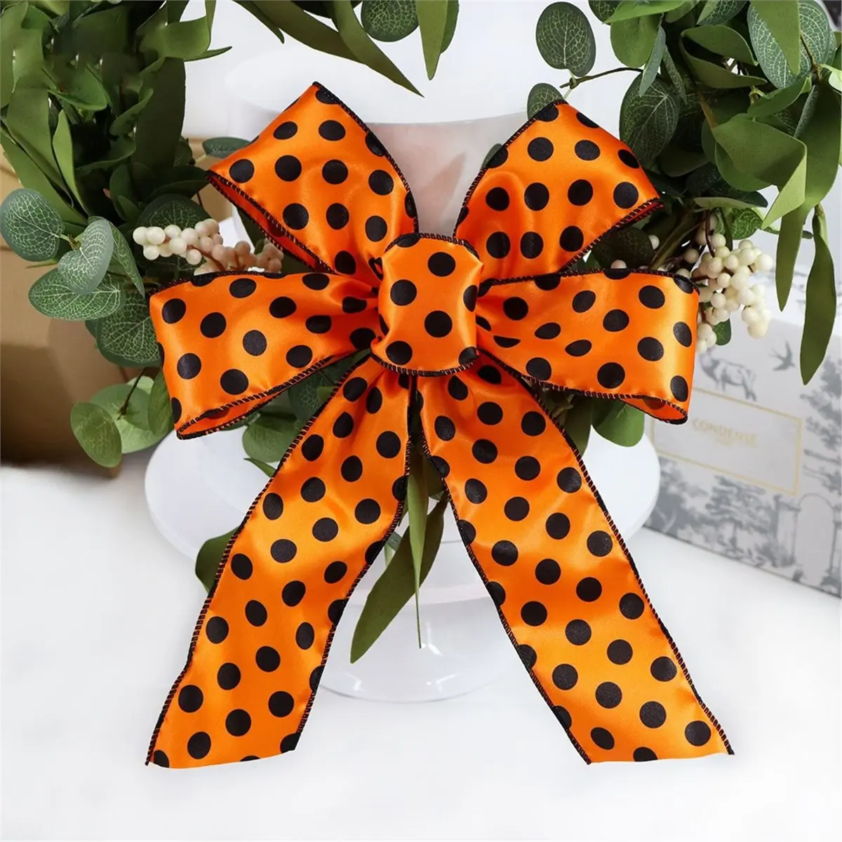 Halloween Grosgrain Ribbon Polka Dot Stripe Plaid for DIY Large Bow Wreath Tree Holiday Decoration