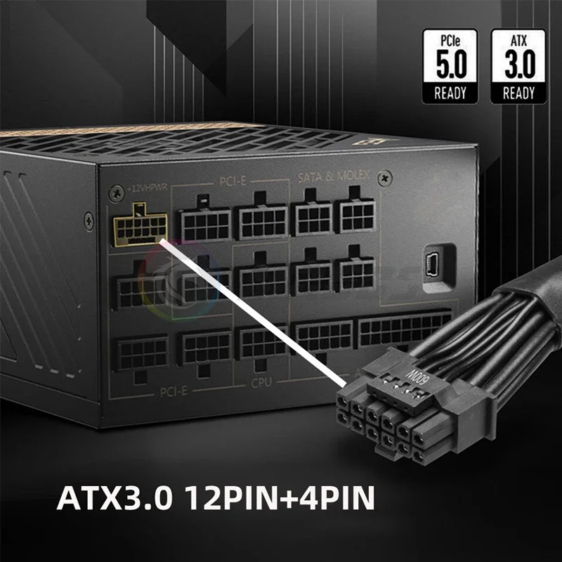12V HPWR ATX3.0 PCI-E 5.0 Power Modular Cable to Dual ATX 8Pin For 3090Ti 4080 4090 PSU 16Pin 12+4P Graphics Card