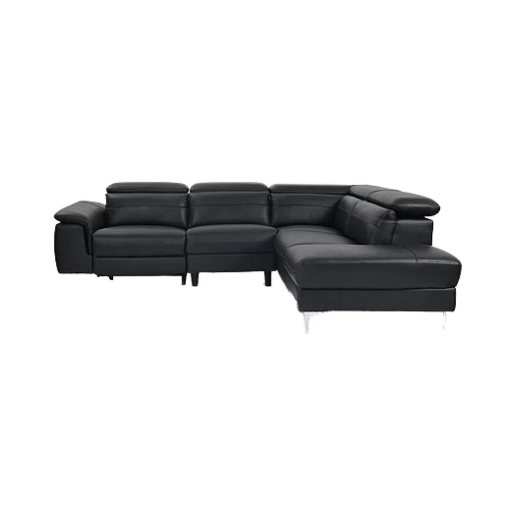 Modern High Quality Sofa Set Metal Frame Synthetic Leather Upholstery Extendable Feature