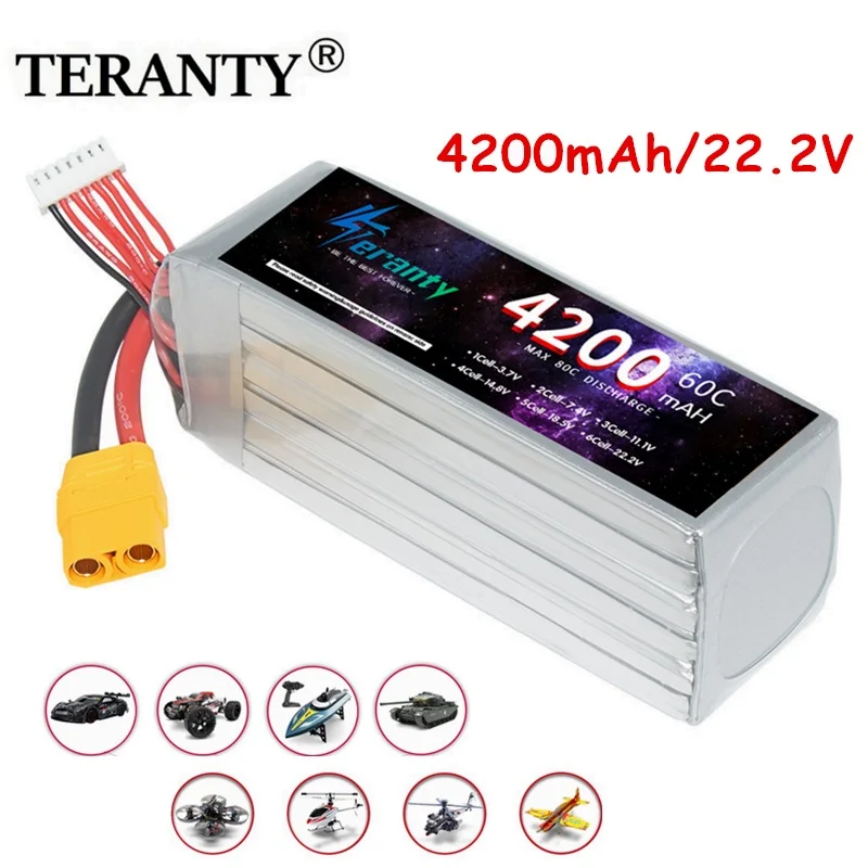 

6S 4200mAh Lipo Battery 22.2V 60C With XT60 TRX Plug For FPV RC Car Truck Buggy Airplane UAV Drone Model Parts Softcase Battery