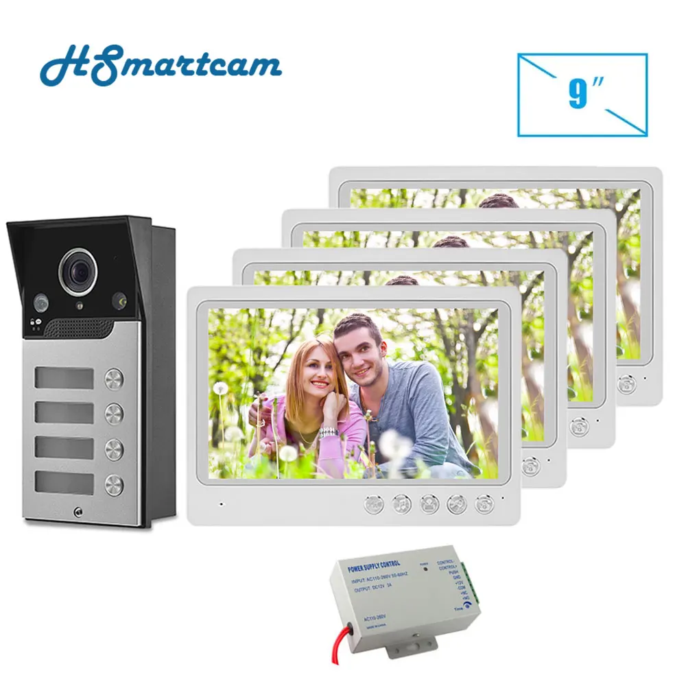 

9 inch Monitors 2/3/4 Apartment/Family Video Door Phone Intercom System Doorbell Wide Angle Waterproof Camera Access Control