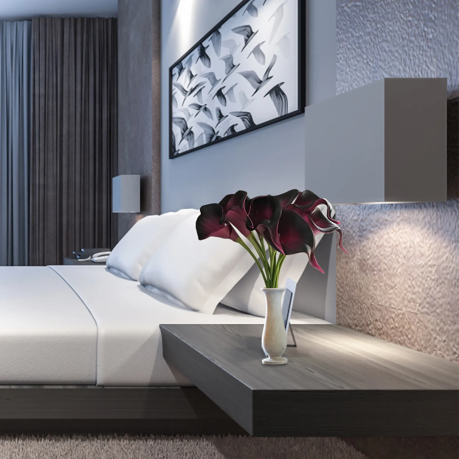 Real Touch PU Künstliche Calla-Lilien, Kunstblumen Calla-Lilien, Hochzeitsvasen-Arrangement, Dekoration für Zuhause und Büro, Muttertag – Detail 4