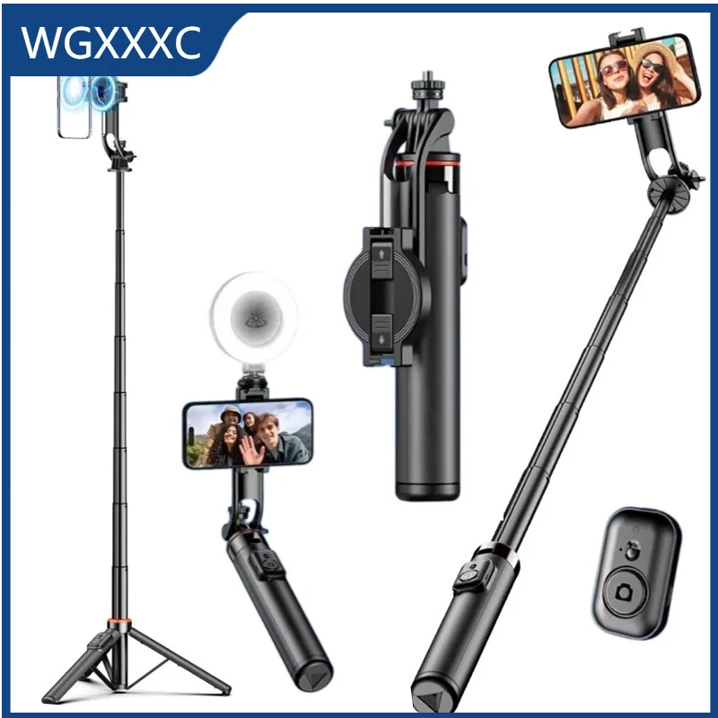 

360° Rotation Universal Extendable Magnetic Selfie Stick Phone Tripod Stand Adjustable with Detachable Remote for iPhone Android