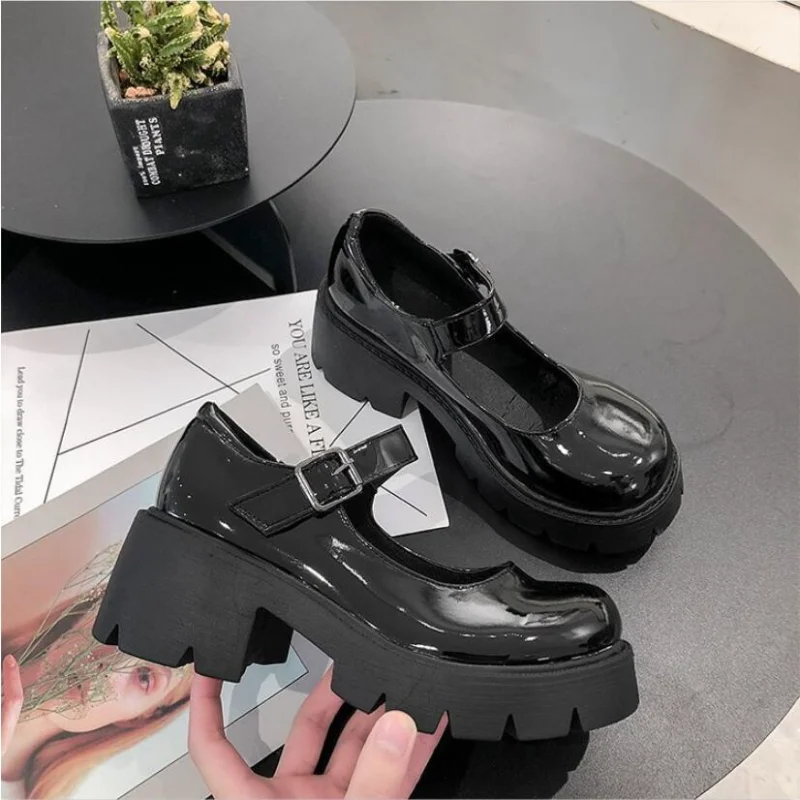 

Classics Mary Jane Style New Women Shoes for Woman Fashion Hick Heel Thick Bottom Retro Ladies Shoes Plus Size Platform Shoes