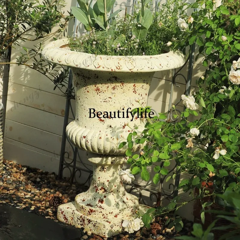 Retro old tall breathable flower pot indoor home matching gardening groceries decorative handicrafts ornaments