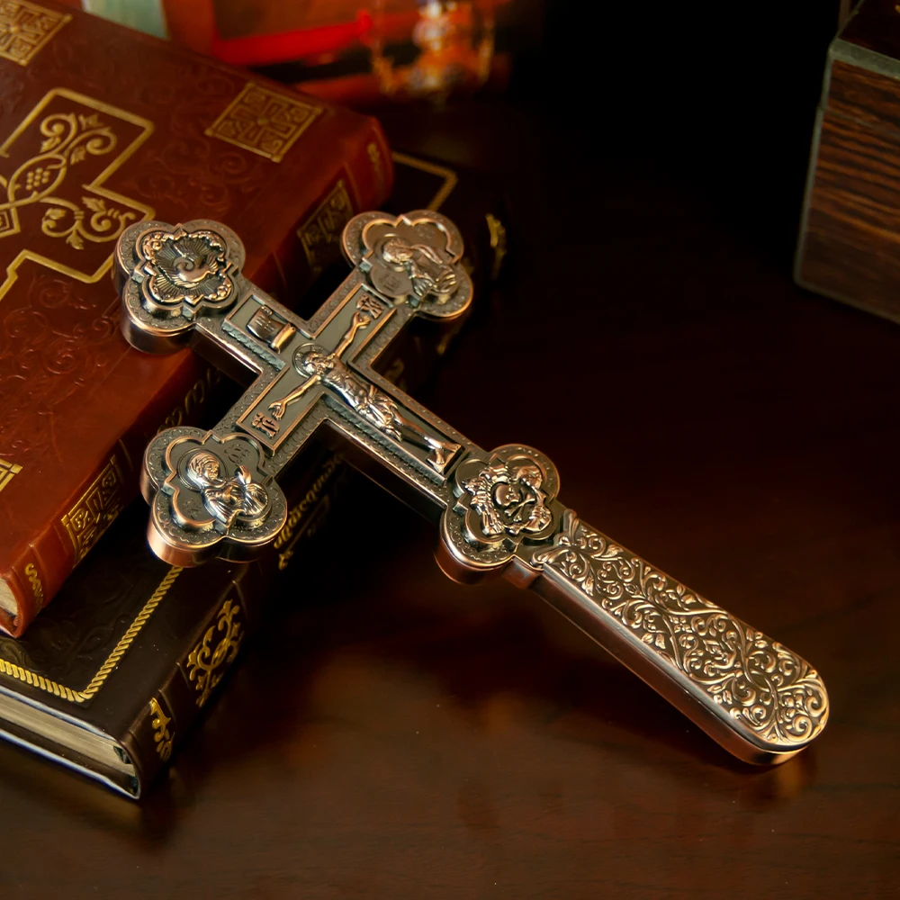 جديد 2026 الأرثوذكسية يسوع الصليب الأرثوذكسية اليد الصليب سبائك الزنك الصليب هدية للكاهنين الصلاة نعمة المعمودية كرويكس كريتيان