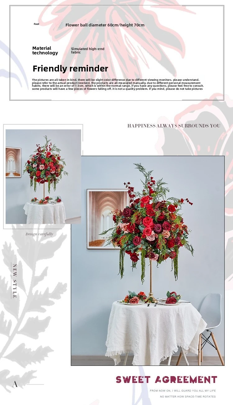 Maßgefertigte 60CM Große Seiden-Rosenkugel Künstliche Pomander-Kugel für Hochzeitsempfänge, Tischdekoration, Ladenpräsentation, Großhandel Blumen-Requisite – Detail 8