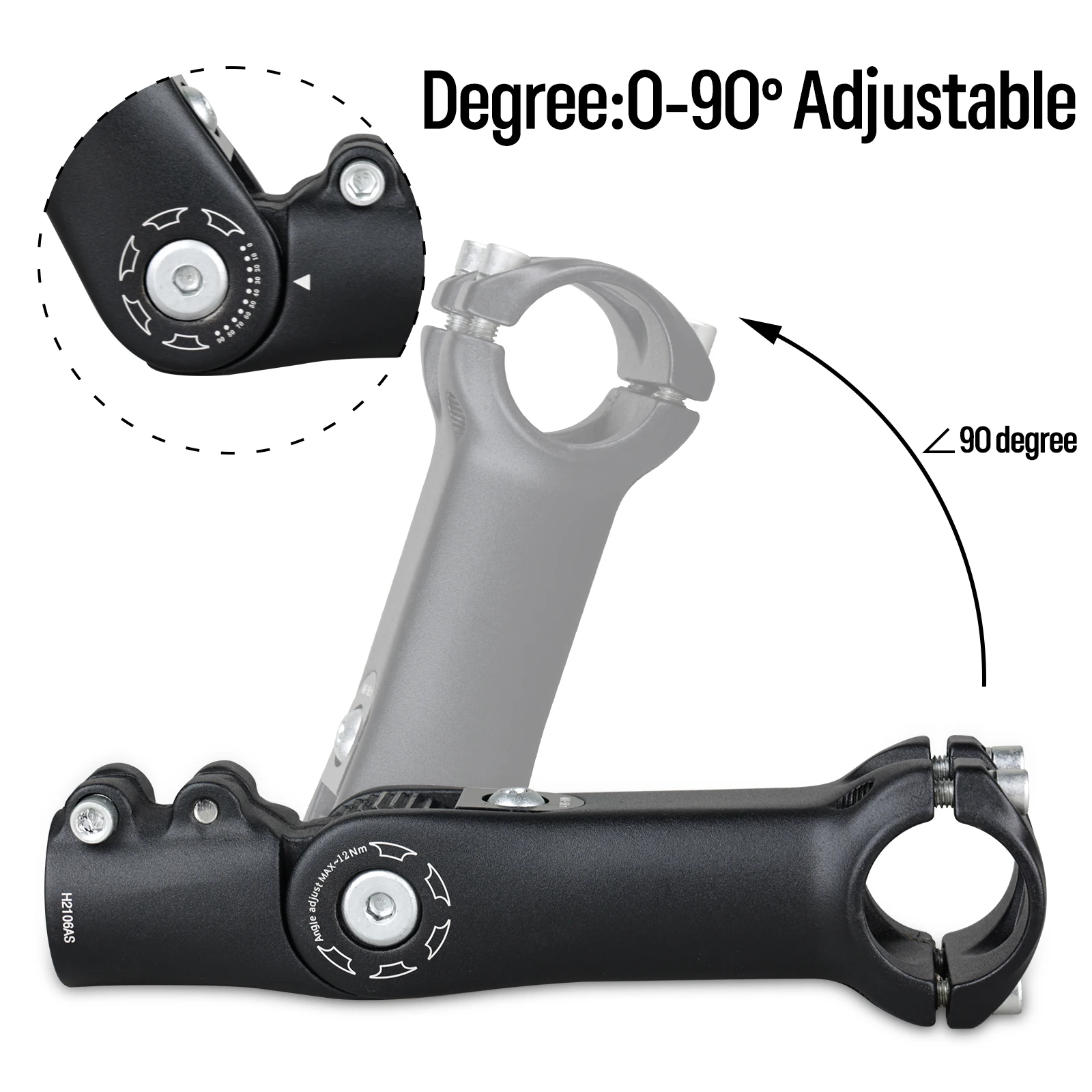 90 ° Verstellbarer Fahrradlenker-Vorbau aus Aluminiumlegierung, E-Bike-Lenkerverlängerung, Riser, Rennrad-Vorderradgabel-Vorbau-Adapterteile – Detail 3