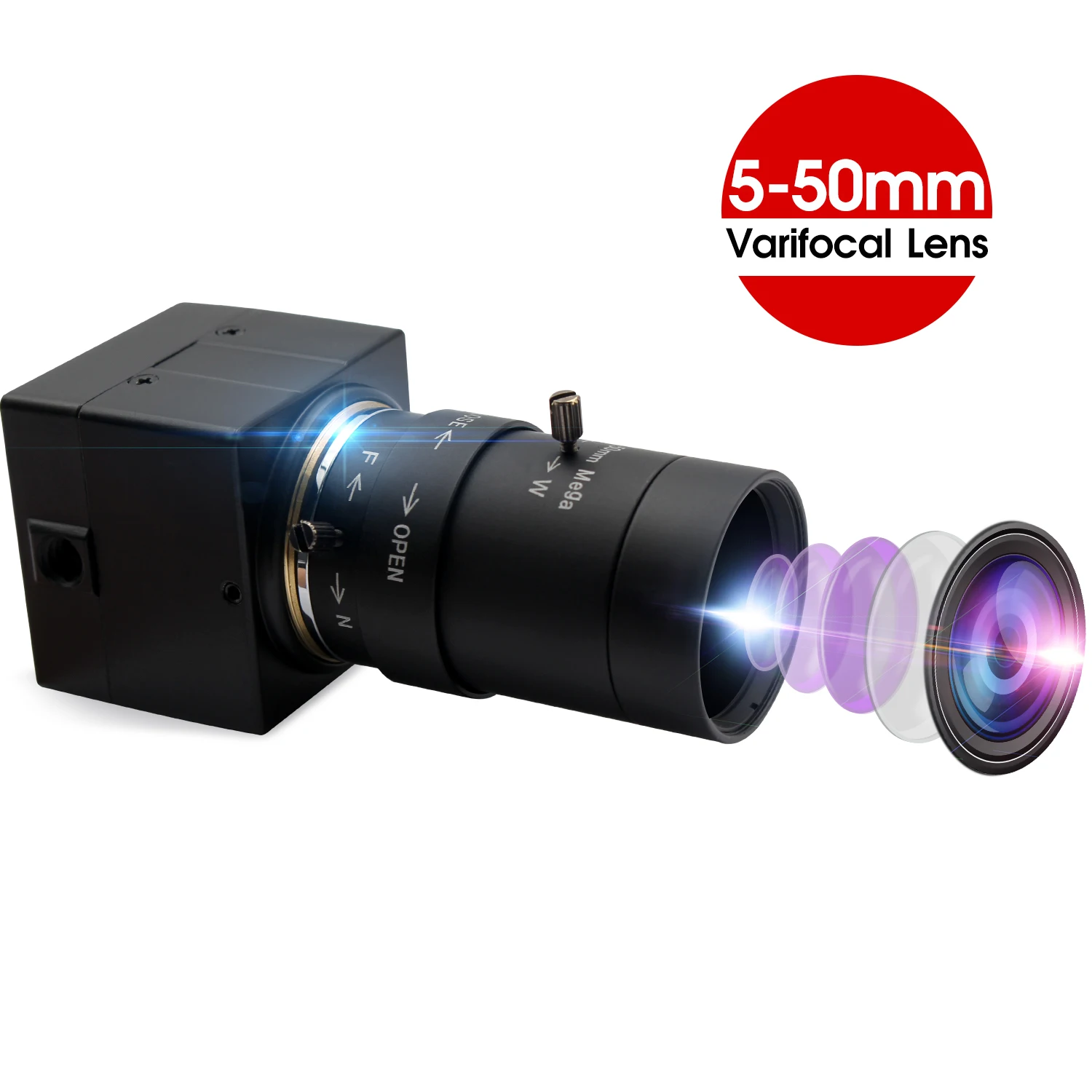 ELP 2MP 0.01Lux low light Full HD 1080P USB industrial camera free driver with 5-50mm lens