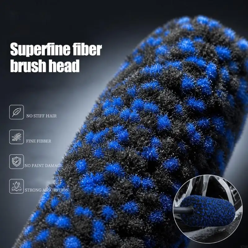 M76E Soft Fiber Wheel Brush Extended Access for Deep Wheel Sections & Spoke Cleaning