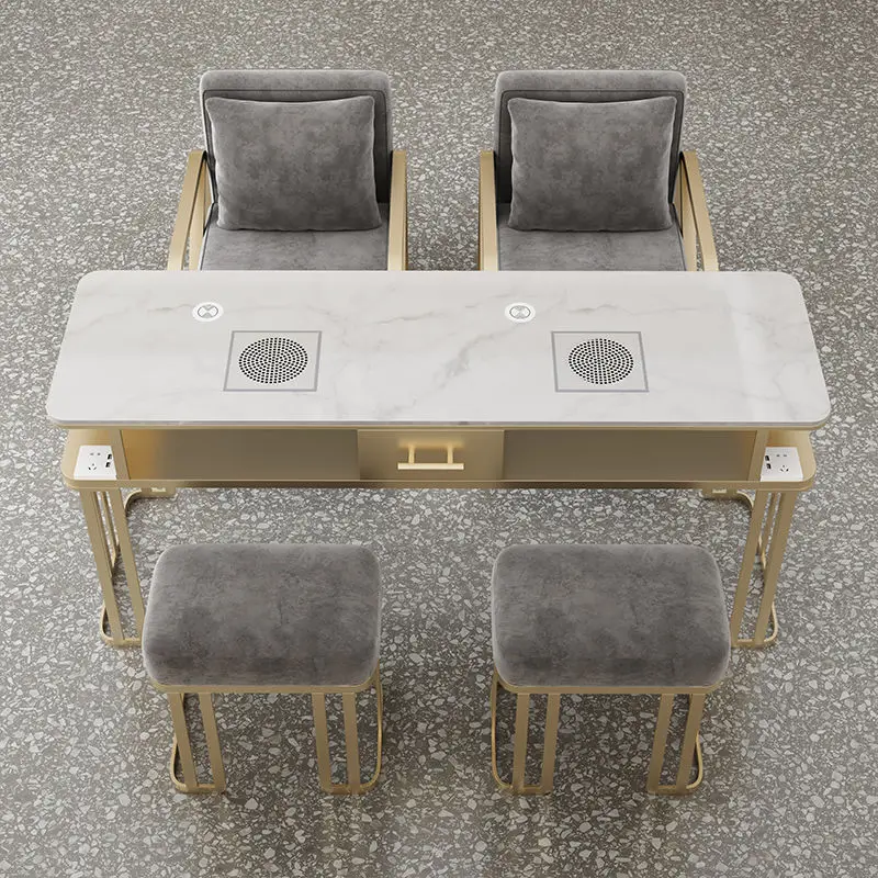 European Design Nail Desk Luxury Modern Art Aesthetic Makeup Nail Desk Reception Beauty White Tavolo Unghie Home Accessories