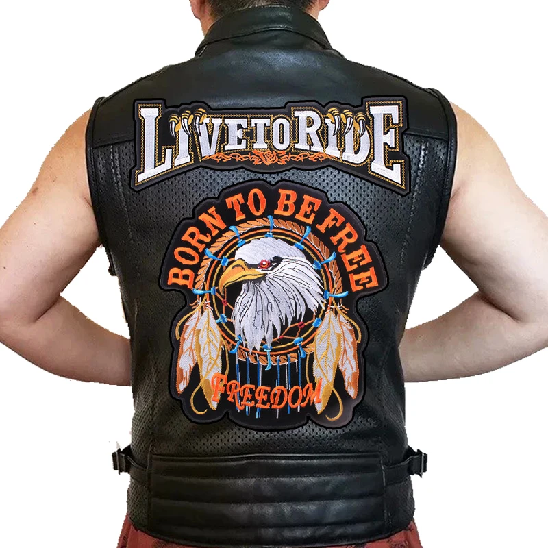 Coole Leder-Jeansjacken-Aufnäher, große Punk-Stickerei-Patches zum Aufbügeln, DIY-Aufnäher für Kleidung, Motorrad-Biker-Patch, zum Annähen, Abzeichen