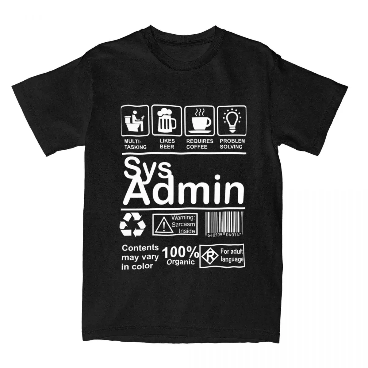 Men Sysadmin T Shirts Label Logo Cotton Clothing Summer Vintage Short-Sleeved T-Shirt O Neck Harajuku Casual Tshirt 4XL 5XL 6XL