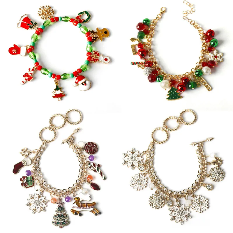 

1pcs Christmas Bracelet For Women, Multi-Colored Rhinestone Christmas Jewelry Gift For Girls Snowflake Bracelet Christmas Decor