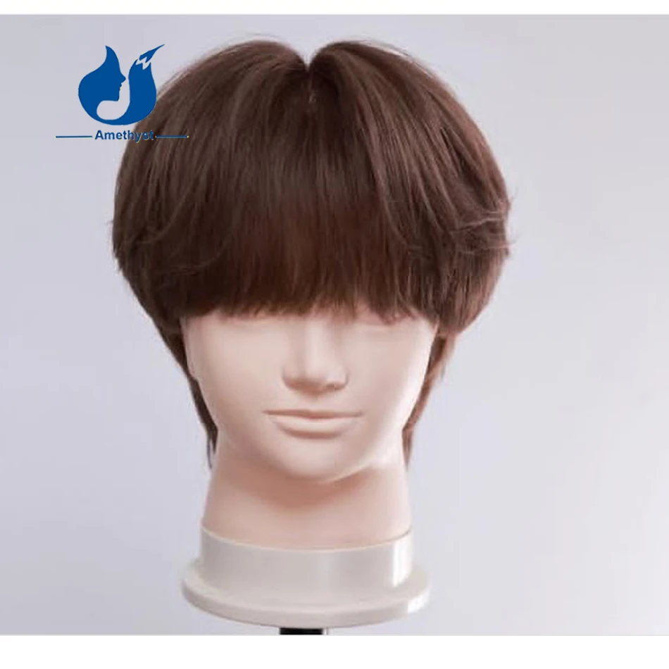 

Amethyst Straight Brown Short Pixie Cut Wig for Men 13x6 Lace Front Human Hair Wig with Bangs Brazilian Remy Hair Mullet