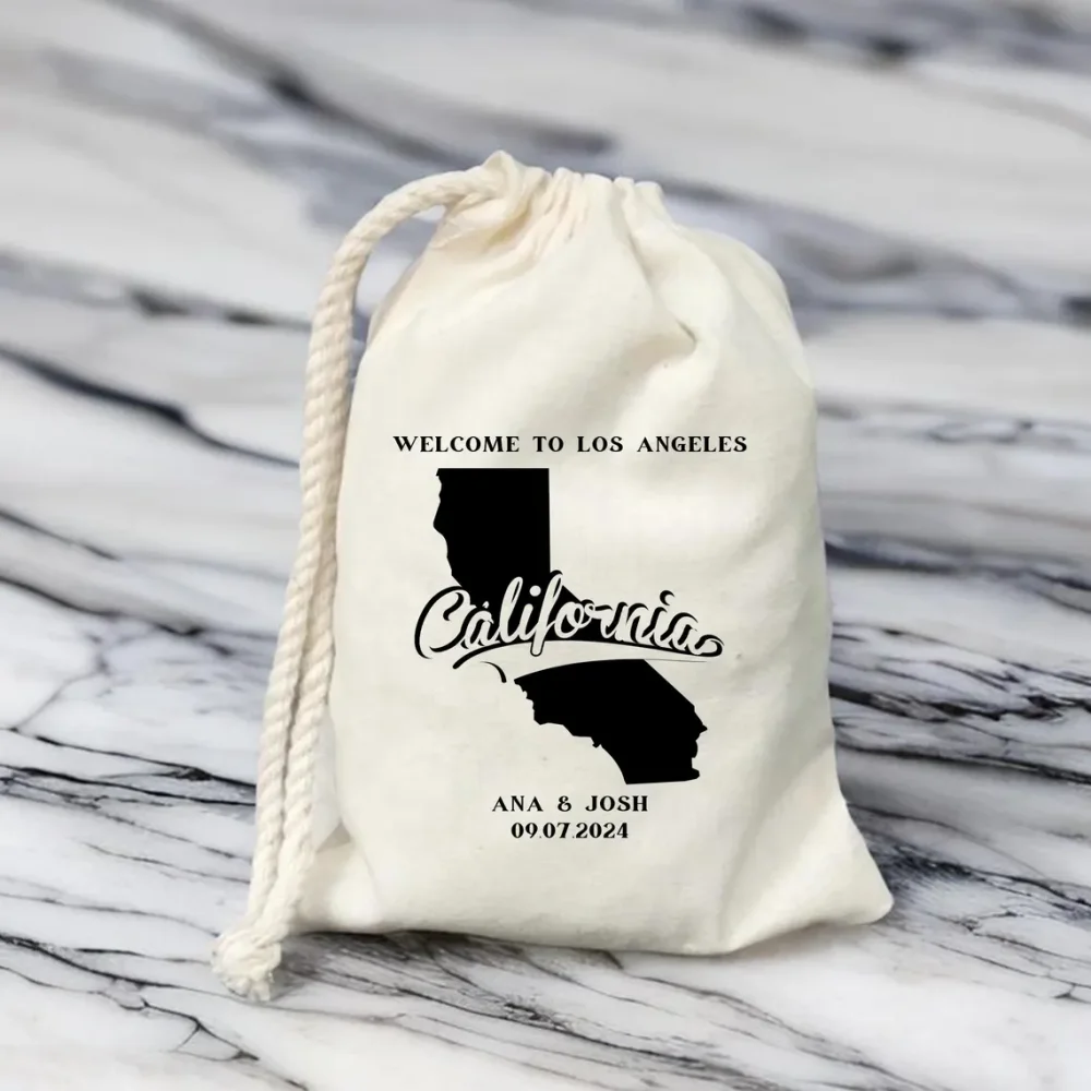 Custom Destination Wedding Party Favors,Welcome to Los Angels Party Bag,Couple Name Hangover Kit,California Wedding Guest Favor