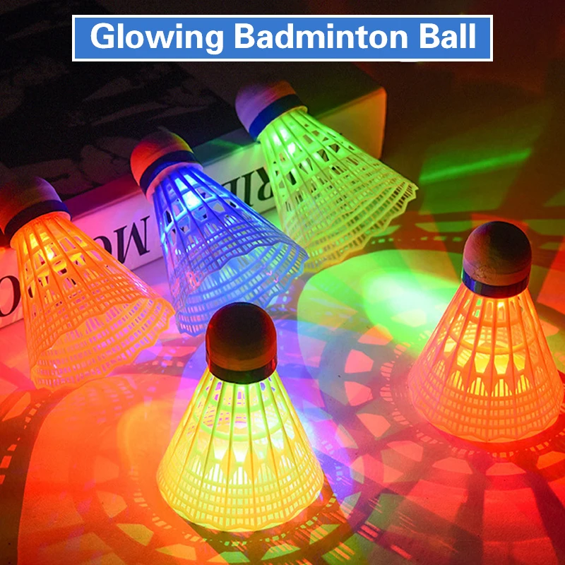 Bolas luminosas de badminton LED para crianças, conjunto esportivo de plástico, colorido, luz, petecas, conjunto