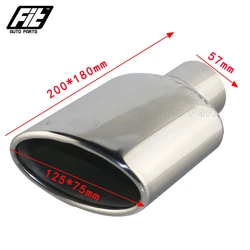 1pcs Car Exhaust End Tip Interface 57mm Slant Rolled Outlet Auto Muffler Tail Pipe For AG Accessories