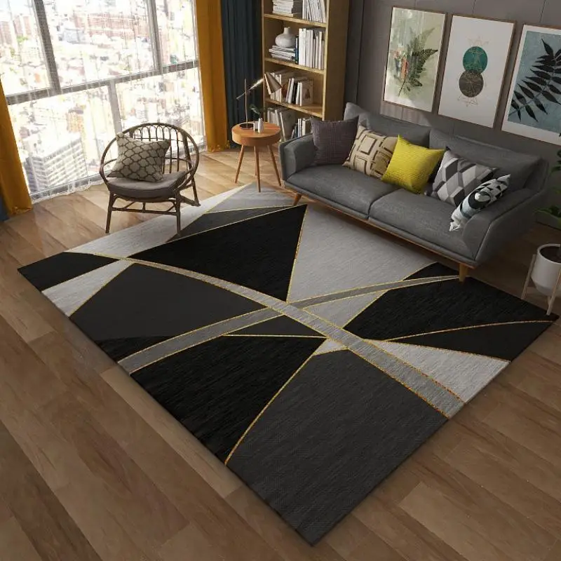 VIKAMA Moderner geometrischer Teppich für Wohnzimmer, Sofa, Couchtisch, Kissen, Schlafzimmer, Schrank, großer Teppich, Heimdekoration