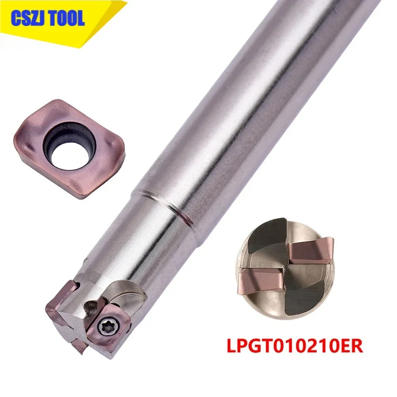 CSZJ Fast Feed Open Coarse MFH10 12 Small Diameter Milling Cutter Rod Supporting LPGT010210ER High Feed Carbide Milling Insert