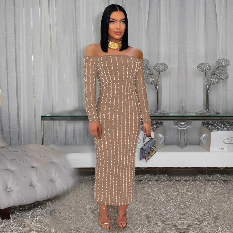 GUWU Diamonds Hot Rhinestones Strapless Women Sleeveless Long Dress 2025 Fall Birthday Party Evening Prom Maxi Dresses