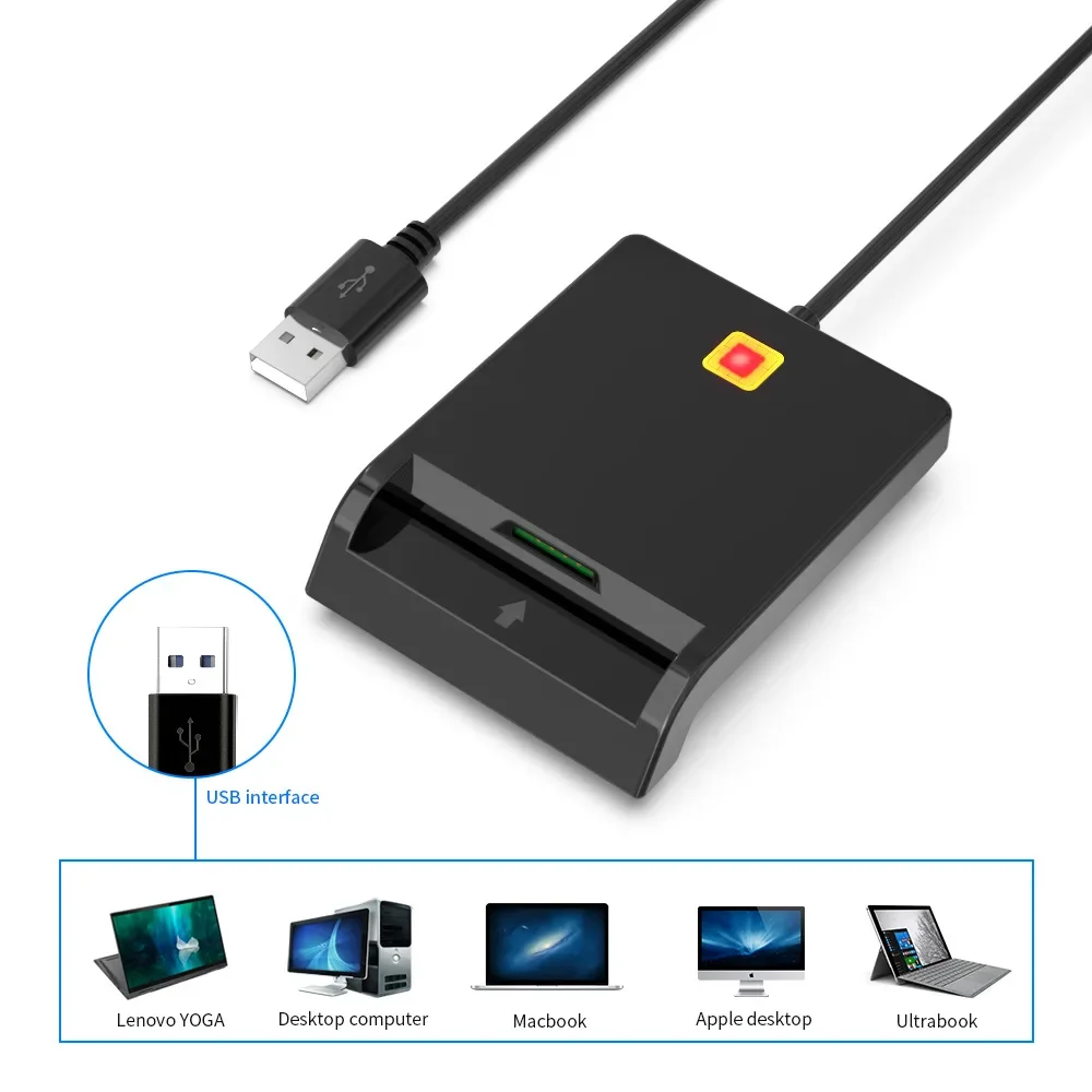 X01 Pembaca Kartu Pintar USB untuk Pembaca Kartu Bank IC/ID EMV Kualitas Tinggi untuk Windows 7 8 10 Linux OS USB-CCID ISO 7816