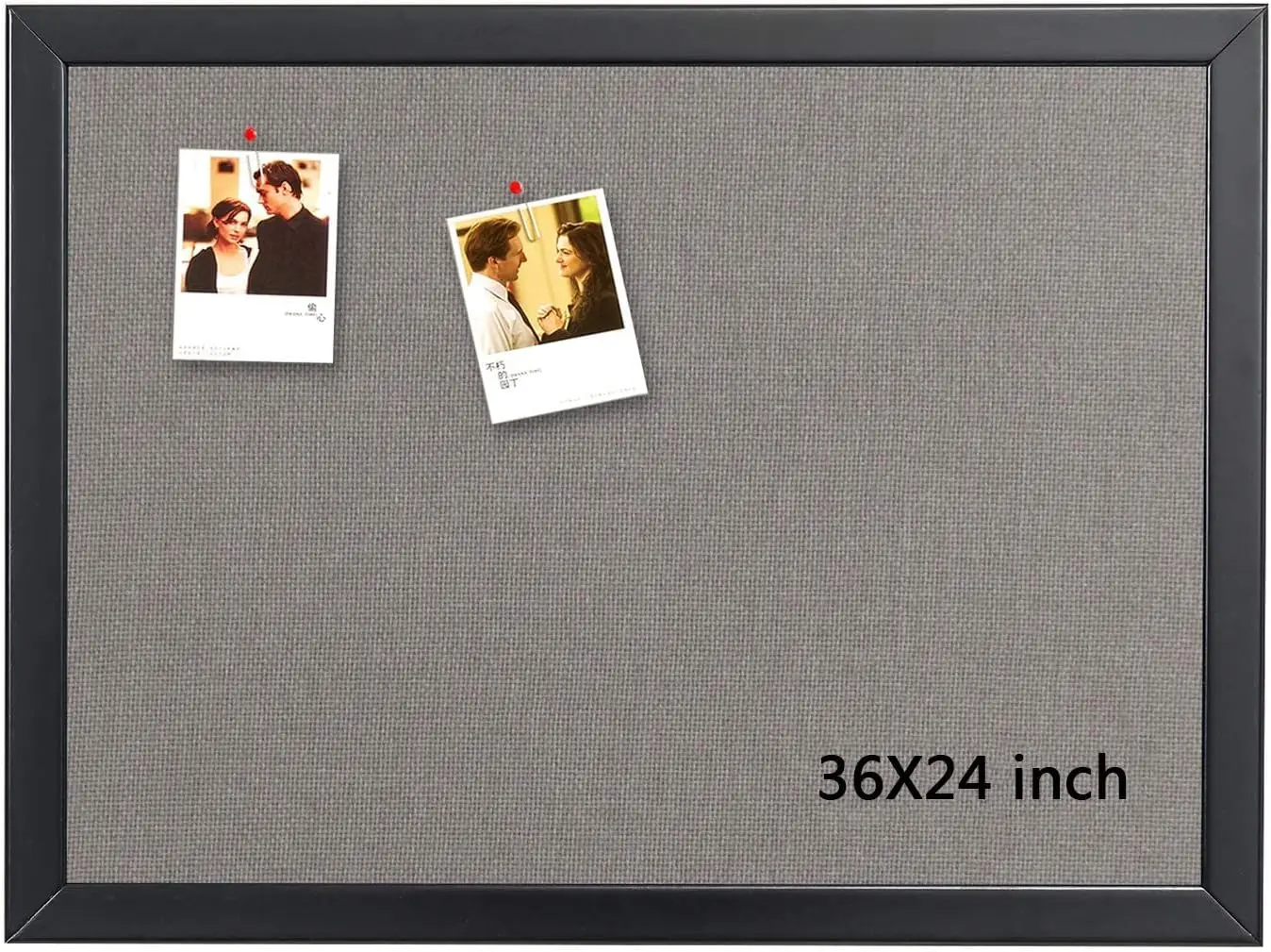 

36x24 Inch Wood Framed Cork Board with Grey Fabric, Wall Mounted Notice Board for Home Office School