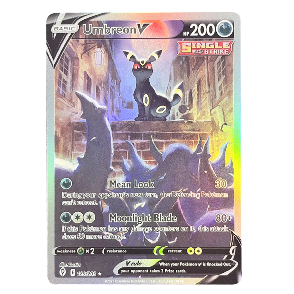 بطاقات PKM المجسم Vstar Vmax مع قوس قزح Rayquaza Evolving Skies Umbreon الهوايات مجموعة نادرة بطاقات المعركة اللعب الهدايا