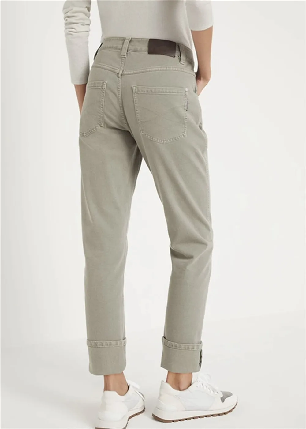 Women\'s Cotton denim Jeans Beading Pockets Summer High Waist Straight Leg Pants All-Match S-2XL