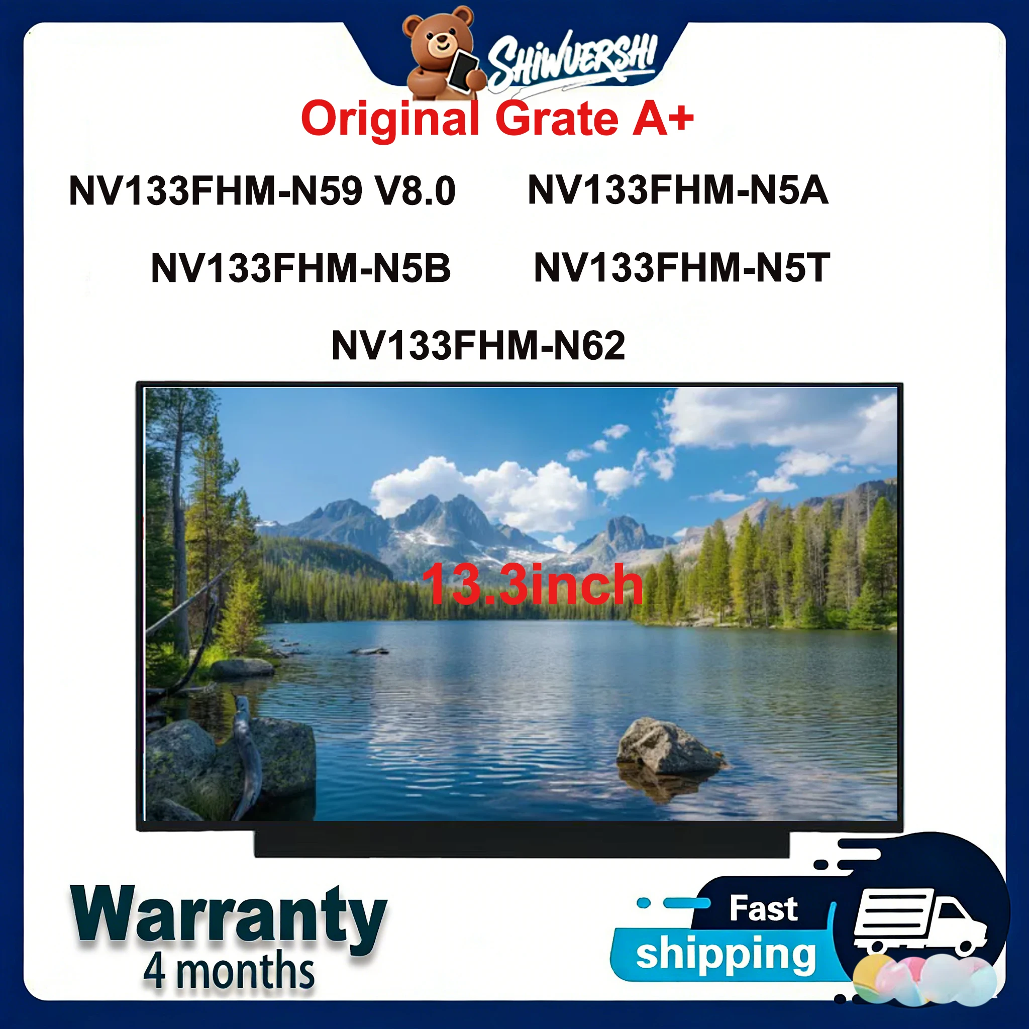 

Original New A+13.3 inch Slim Laptop Lcd Screen Panel NV133FHM N59 V8.0 NV133FHM N5A NV133FHM N5B NV133FHM N5T NV133FHM N62