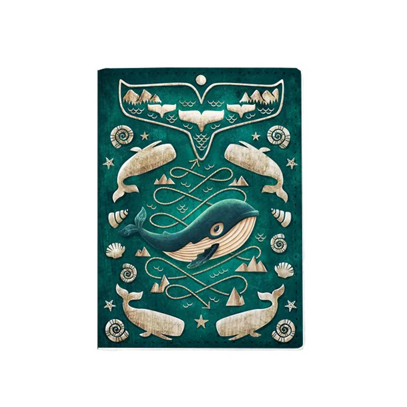 Couverture de passeport motif baleine bleue, porte-passeport de voyage en cuir pour hommes et femmes, portefeuille Ultra-mince, porte-cartes de