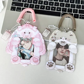 MINKYS Kawaii Animal 3 pouces Kpop porte-carte Photo porte-carte sac pendentif retour à l'école papeterie