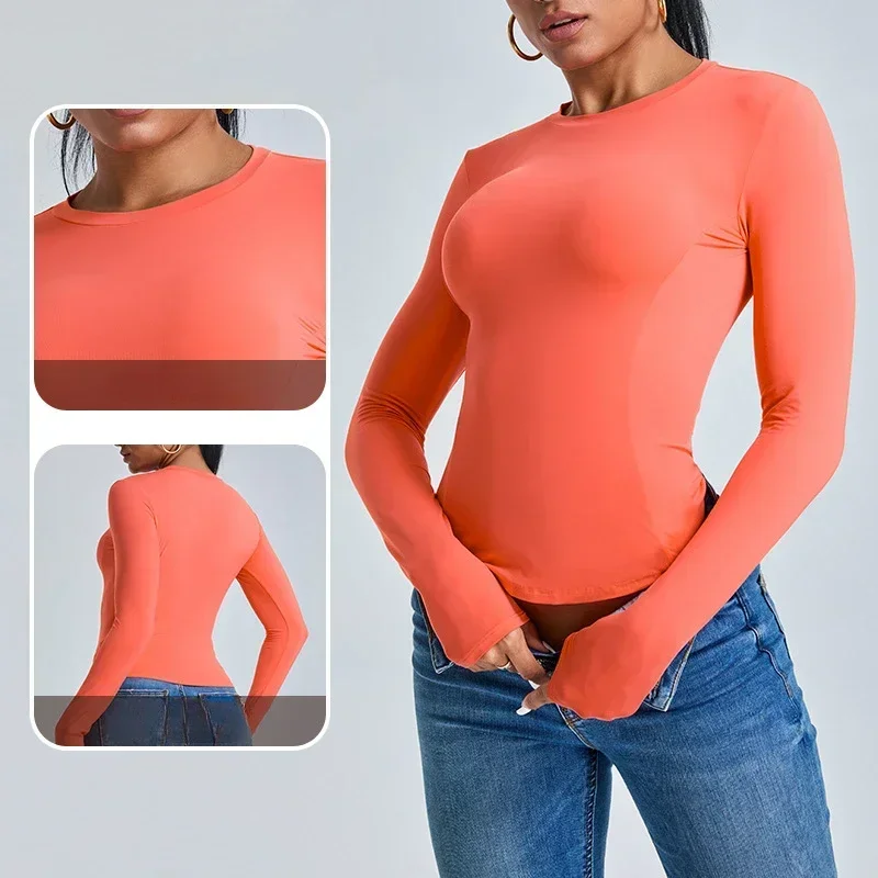 

Autumn New Fishbone Thread Long Sleeved Yoga Suit for Women, Casual Running Sports T-shirt, Breathable Slim Fit Fitness Suit Top