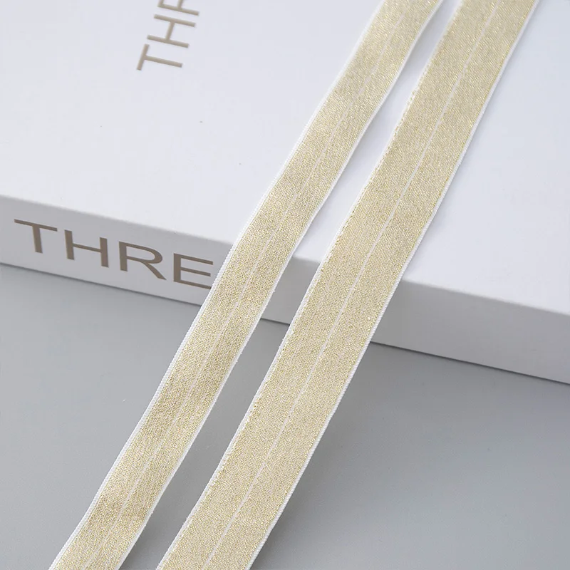 Gold Silver Lurex Fold-Over Elastic Band for DIY Hair Accessories Clothing Underwear Swimwear Hem Sewing Supplies view 5