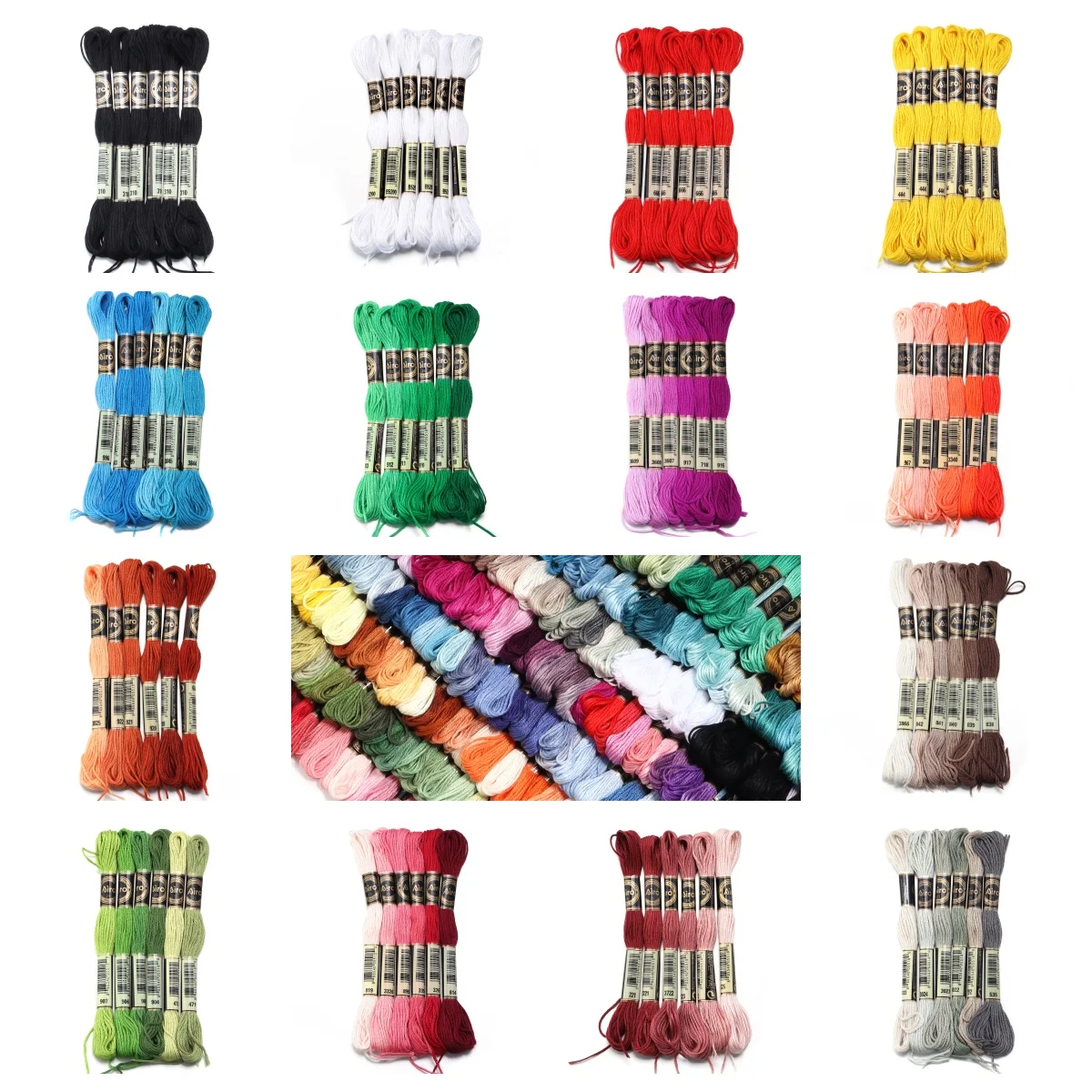 6pcs Cross Stitch Embroidery Floss Thread 8m Multi Color Sewing Thread For DIY Hand Embroidery Bracelet Making Sewing Supplies