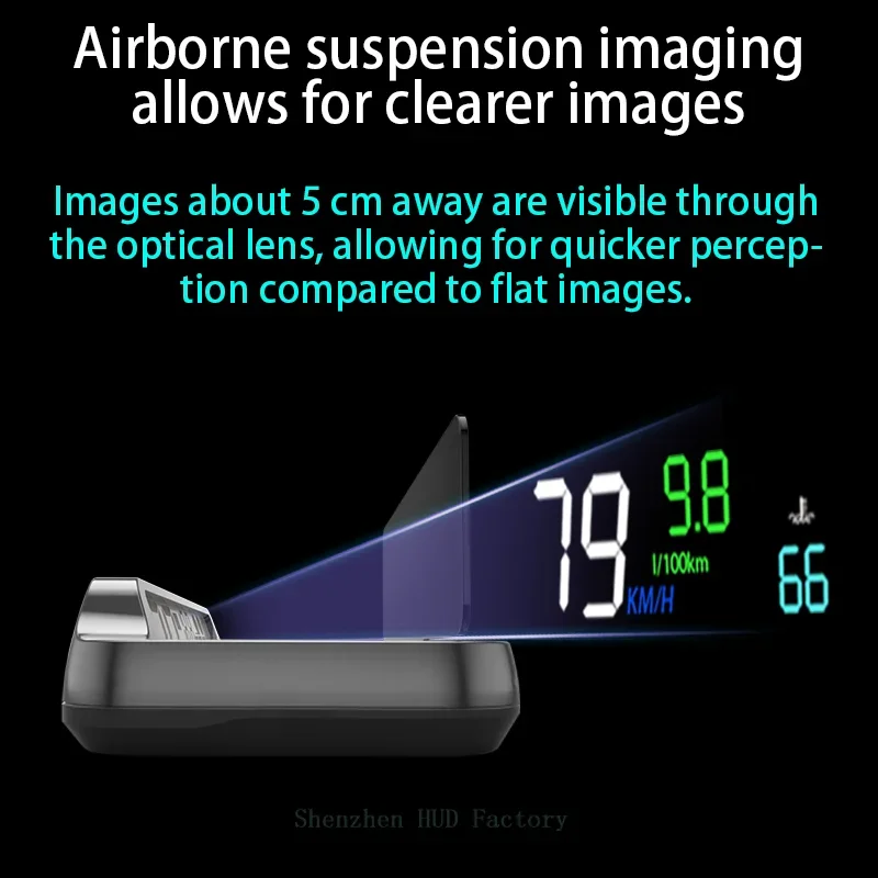Automatic Folding HUD Speedometer Car O-BD Speed, Rotation Speed, Fuel Consumption, Water Temperature, Voltage; 3D Imaging; Fact