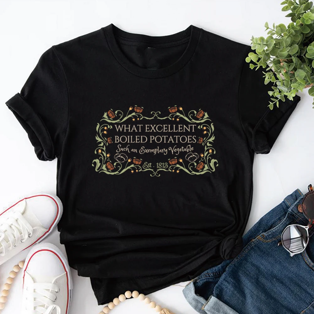 What Excellent Boiled Potatoes T Shirt Jane Austen Shirt Pride and Prejudice Shirts Vintage Floral Tee Aesthetic Women Clothes