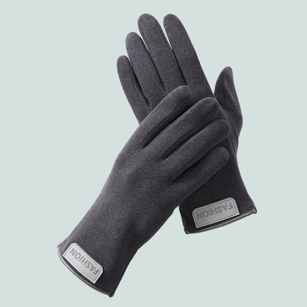 Fashion Five Finger Full Finger Mittens Korean Style Warm Thin Fleece Gloves Touchscreen Soft Cycling Gloves Men